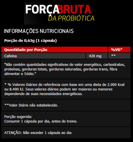 Tabela Nutricional Thermogenic Extreme Black Probiótica